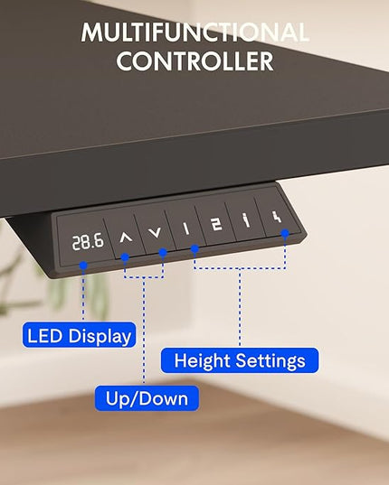 FLEXISPOT EN2 Whole-Piece Standing Desk with Clamp Power Strip, 55 x 28” Electric Stand Up Height Adjustable Desk with Cable Management (Black Frame + 55" Black Top, 2 Packages)