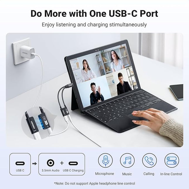 UGREEN Magnetic USB C to 3.5mm Audio Adapter and Charger 2 in 1 Hi-Res 32bit/384kHz Aux to USB C with PD 60W Fast Charging Dongle Cable for iPhone 17 Pro Max, Switch 2, Galaxy S25Ultra, iPad Pro