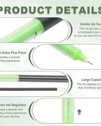 PATIKIL 6Pcs Colored Gel Ink Pens, 0.5mm Extra Fine Point Smooth Writing Japanese Quick Drying Liquid Ink Rollerball Pens for Office Stationery Classroom Teachers, Yellow Green