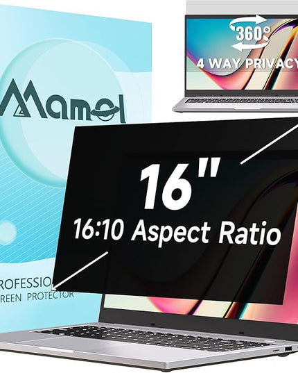 360° Privacy Screen for Laptop 16 Inch 16:10, 4 Way Computer Monitor Privacy Shield, Anti Glare Blue Light Filter Compatible with Lenovo Hp Dell Acer Asus Thinkpad Envy Xps