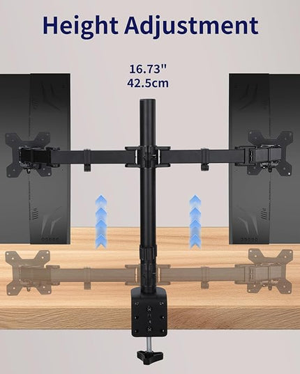 Dual Monitor Desk Mount for 13-27 Inch Screens Up to 22lbs Heavy Duty Fully Adjustable Double Arm Desk Stand Computer Monitor Arm Desk Mount with C Clamp/Grommet Base