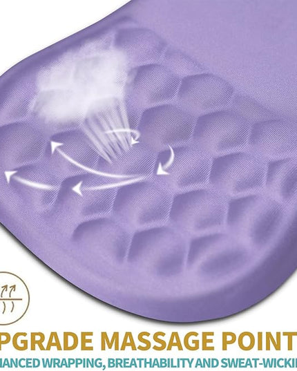 Hokafenle Ergonomic Mouse Pad Wrist Support with Massage Design, Wrist Rest Pain Relief Mousepad with Memory Foam&Non-Slip PU Base, Mouse Pads for Wireless Mouse & Desk (12x8 inch,Lavender)