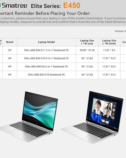 Smatree Laptop Sleeve for 13.3 inch HP Elite x360 830 G11 2-in-1 Notebook PC,for Elite x360 830 G10/G9 (E450)