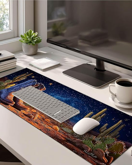 Large Mouse Pad Gaming Mousepad 31.5 x 11.8 Inch Keyboard Desktop Mat Diatomite XL Mouse Pad for Home and Office Desk Accessories with Western Desert Boots Night Sky Artwork Diatomite
