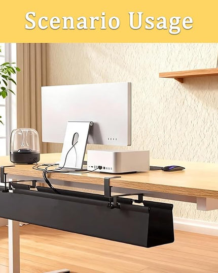 No Drill Under-Desk Cable Management Tray, Desktop Cable Organizer, Fabric Storage Tray, Two Installation Methods, Suitable for Office/Home Use. (13 * 27in)