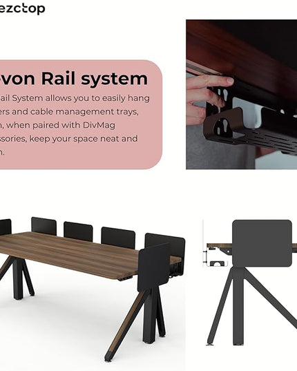 DEZCTOP Revon Pro Electric Standing Desk, 71" x 31.5" Large Work Surface, Height Adjustable (27.6"-47.2"), Sturdy Keel Frame, with Magnetic Modular System, Anti-Collision, Walnut for Home Office