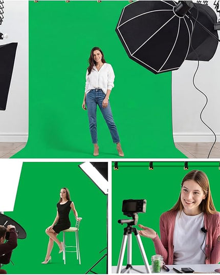 Green Screen Backdrop Kit with Stand - 6.5x5 Ft Portable Green Screen & Adjustable Backdrop Stand for Streaming, Photography, Gaming, Zoom (Includes 4 Clips & Carrying Case)