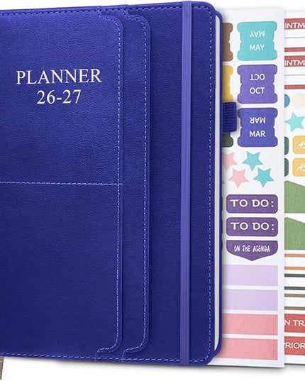 2026-2027 Planner - Weekly & Monthly Planner Runs from January 2026 to June 2027, 5.8" x 8.25", 18 Months Planners, 14 Notes Pages, Inner Pocket, PU Leather Hard Cover, Blue Monthly Planners 2026-2027
