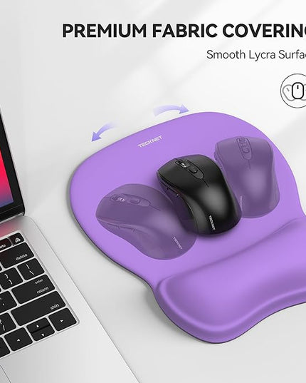 TECKNET Gel Mouse Pad with Wrist Rest, Ergonomic Office Mousepad with Wrist Support - Non-Slip & Smooth Surface Comfortable Desk Accessories Mat for Office, Gaming and Study - Purple