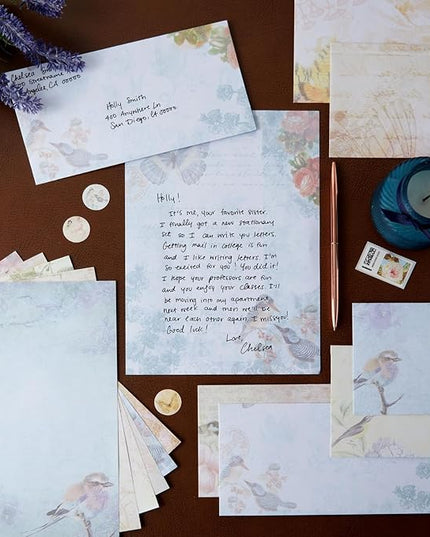 Paper Junkie Vintage Floral Letter Paper & Envelopes Set - 7.25 x 10.25 in, Multicolor - 60 Sheets & 30 Envelopes - Printer-Friendly Vintage Stationery Paper