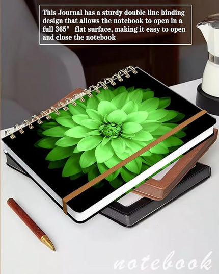 Spiral Journal Notebook for Women, Hardcover A5 College Ruled Notebook, 120 Pages, Thick Paper, Cute Lined Journal for School, Office & Work, 6 x 8.4 in(Watercolor Green Flower)
