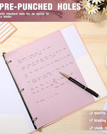 PerKoop 600 Sheets Colored Loose Leaf Paper 8.5" x 11" college ruled Lined 3 Hole Punched notebook Filler Paper for 3 Ring Binders Office School Supplies (Sweet Color)