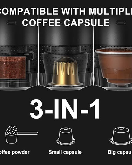 Mulli Cordless Electric Espresso Machine‌‌-Portable Coffee Maker for Ground Coffee & NS Capsule with Self-Heating Technology‌-Perfect for RV, Hiking, Camping, Office & On-the-Go Lifestyles