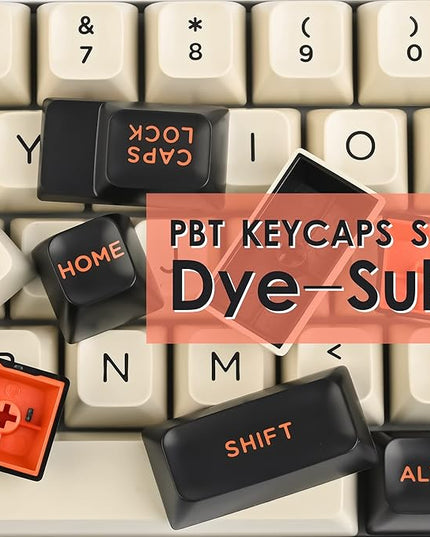 Guffercty kred 150 Keys ASA Keycap PBT Double-Shot Custom Keycaps Set with 6.25u and Split Spacebar for ANSI & ISO Layout MX Switches Mechanical Keyboard (ASA-Carbon)