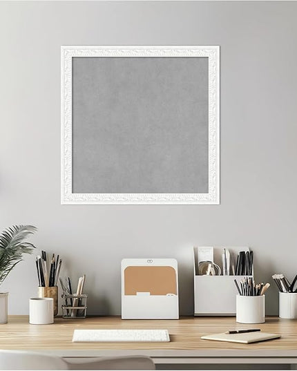 Amanti Art White Framed Magnetic Board 18x18 Small Vision Board for use with Magnets, 100% Metal Sheet to Display Items as Office Decor or for Home Organization in mudroom, Kitchen or Kids Room