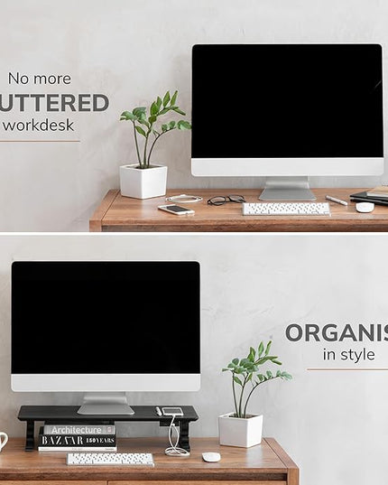 Anji Mountain Monitor Stand - Desktop Organizer & Laptop Riser, Ergonomic Monitor Riser, Space-Saving Monitor Stand for Desk, Durable Construction, Easy Assembly, Ideal for Home & Office