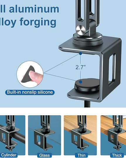 Laptop Mount for Desk, Tablet Arm Mount with 360° Rotating, Aluminum Laptop Tray Adjustable, Foldable Computer Stand/Holder, Fit for 11-17 Inch Laptops (Grayish Green)