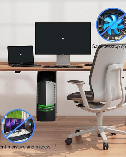 Suptek Uiversal PC Wall Mount,Computer Case CPU Holder Under-Desk PC Holder Adjustable Straps and Steel Bracket,ZJJ004