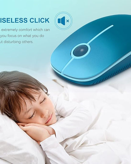 VssoPlor Wireless Mouse, 2.4G Slim Portable Computer Laptop Mouse with Nano Receiver Quiet Silent Optical Mice for Notebook, PC, Laptop, Computer-Gradient Blue