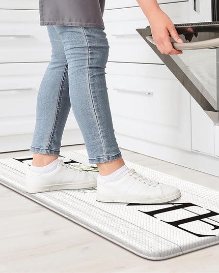 KIMODE Anti Fatigue Kitchen Mats, 17.3" x 30" Farmhouse Rustic Kitchen Rugs, Cushioned, Non-Skid, Waterproof, Comfort Thick Kitchen Floor Standing Mat for Corner Sink, Laundry Floor, Home