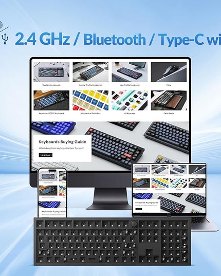 Keychron Q6 Max QMK/VIA Wireless Custom Mechanical Keyboard Barebone Knob Version, Full-Metal Hot-Swappable RGB Backlight 2.4 GHz/Bluetooth/Type-C Wired for Mac/Windows/Linux - Black