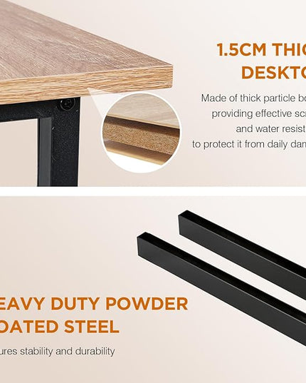 PayLessHere | 32 Inch Computer Desk | Nature | Office Desk with Metal Frame, Adjustable Feet | Water-Resistant, Scratchproof Surface | Sturdy Writing Table for Home Office or Study | Pack of 1