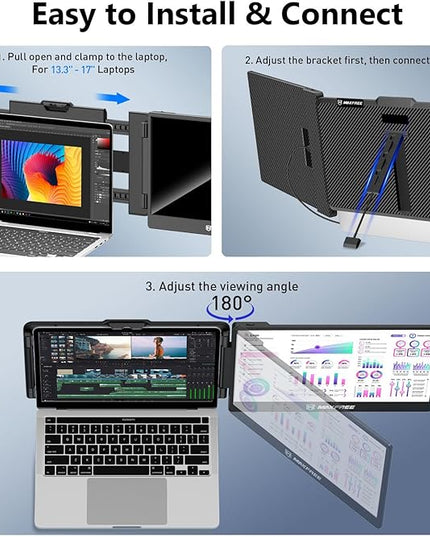 Maxfree Laptop Screen Extender, S1 14'' Laptop Monitor Extender Dual Screen Plug & Play, 1080P FHD Portable Monitor for 13.3-17'' Laptops, Compatible with macOS/Windows/Dex/Android/Switch/PS5