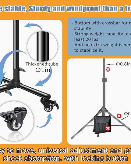 Versatile Heavy Duty Backdrop Stand with Wheels, 10 * 7ft Adjustable Photo Background Stand, Banner Backdrop Stand for Parties/Photography/Birthday/Studio