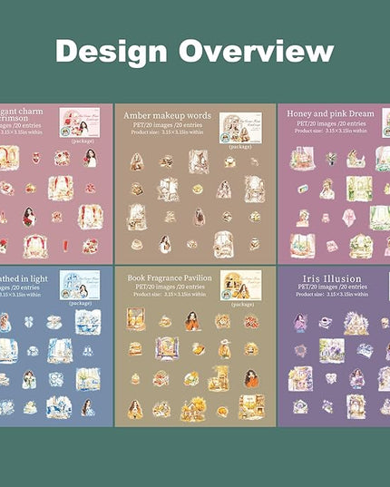 AuriicLeaf Cozy Home PET Stickers Set, 120PCS Vintage Girl and Room Aesthetic Stickers for Journaling, Scrapbooking, Planners and DIY Crafts