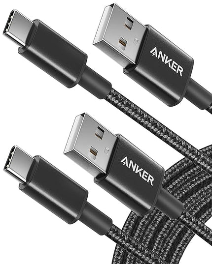 Anker Cable [2 Pack 10ft], USB A to USB C Cable for iPhone 17 Series,Samsung Galaxy S10 S10+, LG V30, Beats Fit Pro and More (Black).