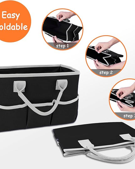 ZKOO Art Supply Storage Organizer Caddy, Craft Tote Bags With Pockets for Scrapbook Organization and Storage Supplies, Portable Office Organizer (Black, Small)