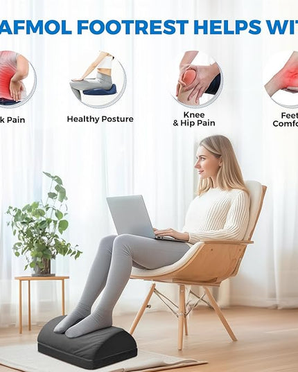 Adjustable Foot Rest for Under Desk at Work,Comfortable Foam Under Desk 3 Height Footrest with Washable Cover, Foot Stools for Office Home Car,Black