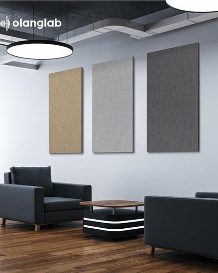Olanglab Acoustic Panels 2 Pack, 48''x24'' Large Sound Panels, Fabric Wrapped Sound Proof Foam Panels for Walls, Sound Absorbing Panels for Recording Studio Acoustical Treatments (Light Grey)