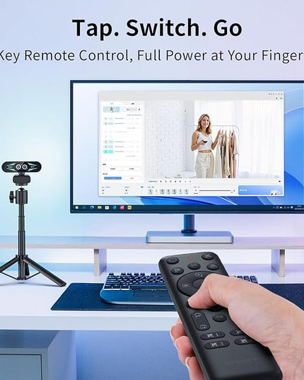 EMEET C60E Dual-Camera 4K Webcam for Streaming, Wide-Angle and Telephoto Cameras, Max 11X Hybrid Zoom & PDAF Autofocus, Remote Control, RGB Lighting, 2 Mics, Ideal for Livestreaming and Online Meeting