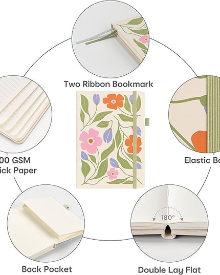 &And Per Se Lined Journal Notebook, 160 Pages, A5 5.7 x 8 inches College Ruled Thick Paper Notebook Journals for Writing, Hardcover Notebooks for Women Men Office School (Botanical Floral)