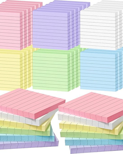 48 Pack 3840 Sheets Lined Sticky Notes 3X3 in Ruled Self Sticky Note Pads 80 Sheets/pad Colorful Sticky Notes with Lines Post Notes for Office, Home, School, Meeting