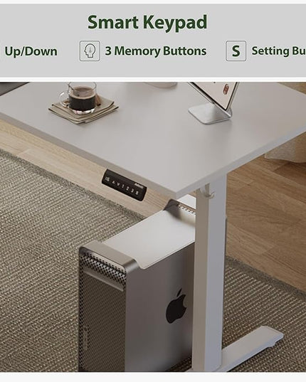 Agilestic L Shaped Standing Desk Adjustable Height, Electric Corner Standing Desk, 63 x 55 inch Sit Stand Computer Table with Splice Board, White