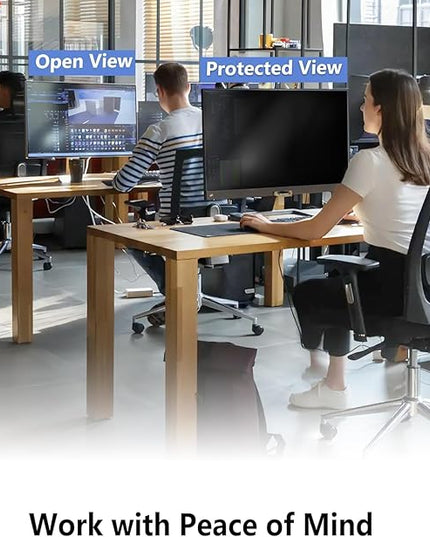 Pozlle 32 Inch Hanging Computer Privacy Screen Protector Shield Compatible for 16:9 Widescreen Desktop Monitor - Anti-UV & Blue Light Filter - Hanging Design for Easy On/Off