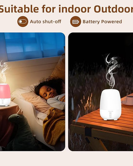 SEEDSEEL 150ML Rechargeable Battery Operated Essential Oil Diffuser,7-Hour Runtime with 7 LED Color Changing Lights Portable Cordless Aromatherapy Diffuser