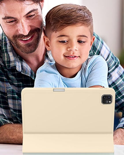 ZryXal iPad Pro 11 Inch Case (M5) 2025/ (M4) 2024 (Model: A2836/A2837/A3006), Trifold Stand Smart Cover with Pencil Holder and Soft TPU Back, Auto Wake/Sleep (Champagne Gold)