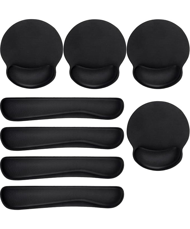 Yunsailing 8 Pcs Ergonomic Mouse Pad and Keyboard with Wrist Support Set Soft Smooth Gel Rest Comfortable Memory Foam for Easy Typing Gaming Computer Laptop Office Home