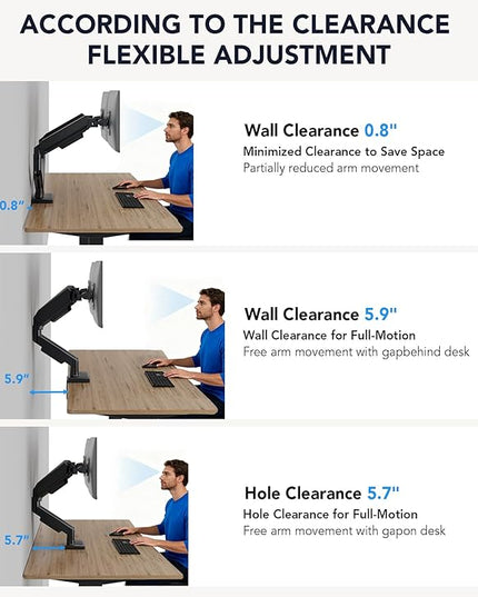 AX WABER Dual Monitor Stand, Adjustable Monitor Desk Mount for 17″–32″ Computer Screens, Full Motion VESA 75x75/100x100 with C-Clamp & Grommet Aluminum Base, Each Arm Holds 4.4 to 20 lbs AX09DB201