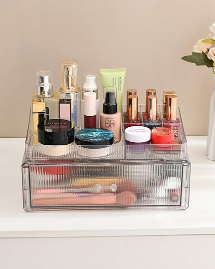 ZHIAIstackable storage drawer, transparent acrylic storage box, cosmetics and beauty product storage organizer, suitable for makeup room, bathroom, under kitchen sink, room, home bedroom storage.