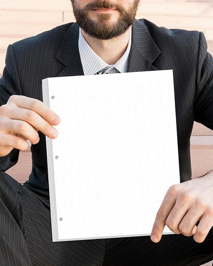 (3-Pack) 3-Hole Dotted Paper Refills, Letter Size Dot Grid Loose-Leaf Paper, 300Sheets/600Pages, 100gsm White Paper, 8.5'' x 11''