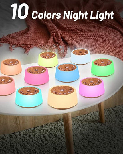 Color Noise Sound Machines with 10 Colors Night Light 25 Soothing Sounds and Sleep White Noise Machine 32 Volume Levels 5 Timers Adjustable Brightness Memory Function for Adult Kid Baby