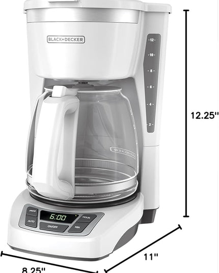 BLACK+DECKER CM1160W-1 CM1160W 12-Cup Programmable Coffeemaker, White/Stainless Steel