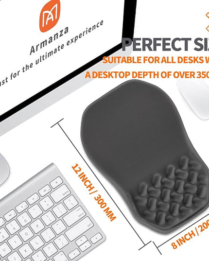 Ergonomic Slope Mouse Pad Wrist Support, Wrist Rest Mousepad for Carpal Tunnel Pain Relief with Massage Bulge and Slow Rebound Memory Foam (12x8 inch, Dark Gray)