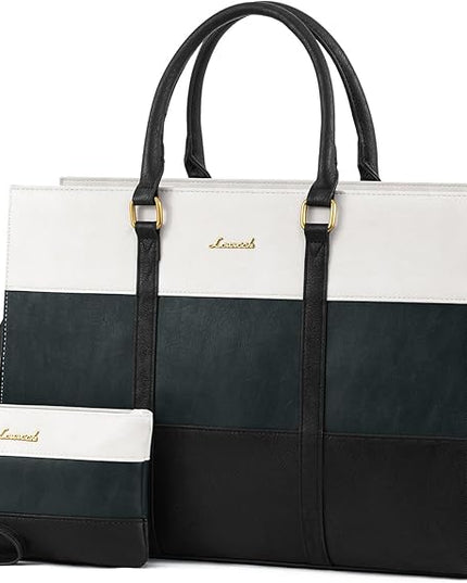 LOVEVOOK Laptop Bag for Women, 15.6 Inch Laptop Tote Bag, Vintage Leather Work Bags for Women, Waterproof Computer bag with Clutch Purse, Large Capacity Briefcase, Business Office Bag