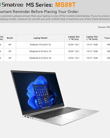 Smatree MS89T Hard EVA Protective Sleeve with Stand Compatible for 16 inch HP ProBook 4 G1a/G1i, for 16 inch HP EliteBook 6/8 G1i/G1a Waterproof Sleeve