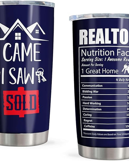 Realtor Gifts - Real Estate Agent & Closing Gifts for Women & Men, Realtor Supplies - 20oz Tumbler